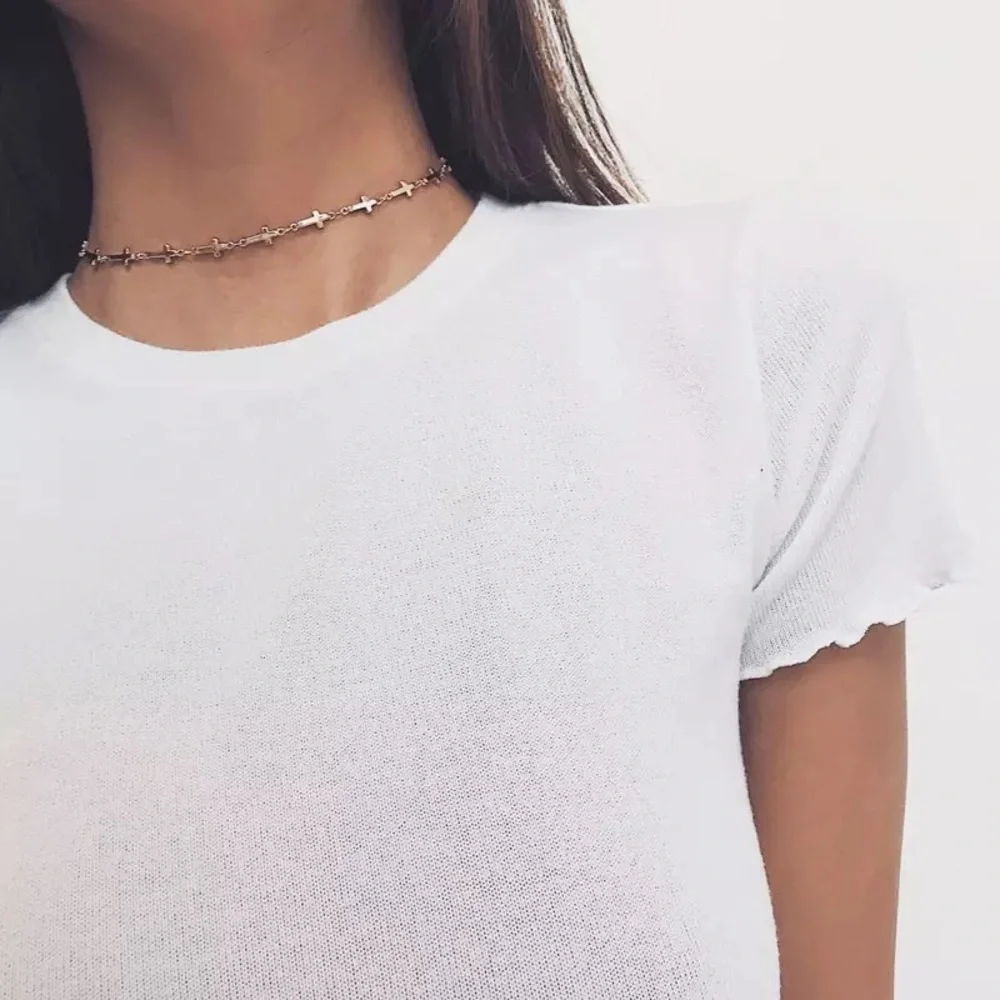 "Always & Forever" Cross Choker Silver Gold Trendy Christian Faith Cute Necklace - Picture 5 of 6